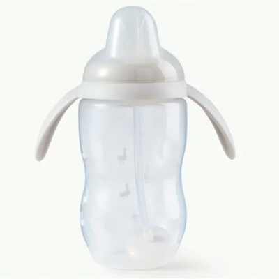 Поильник с трубочкой и ручками Happy Baby 14016 light gray 1